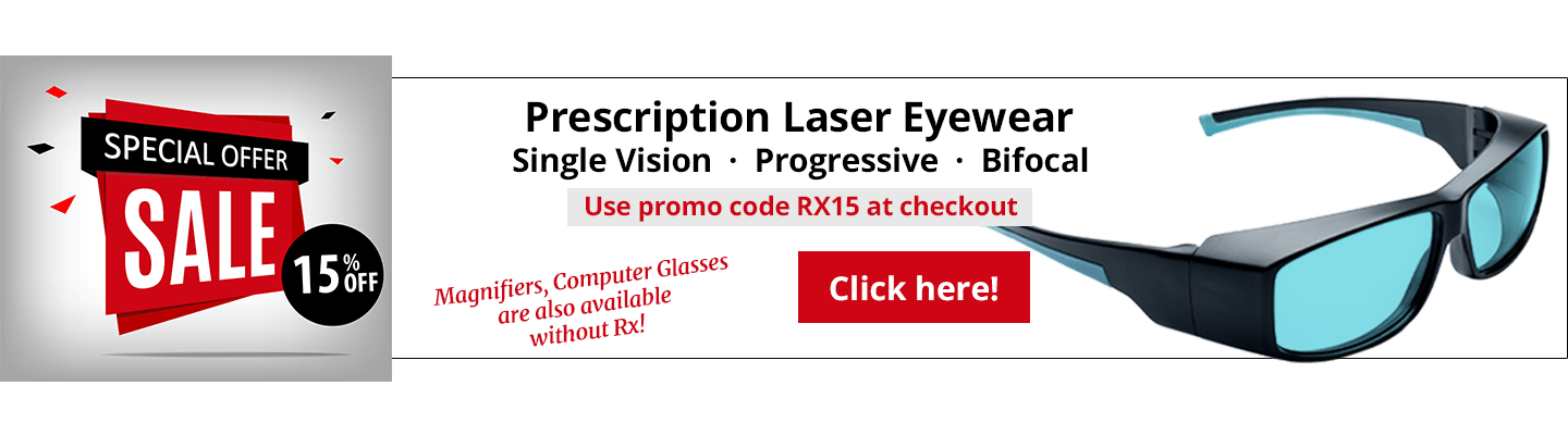 15% off Prescription Laser Safety Eyewear